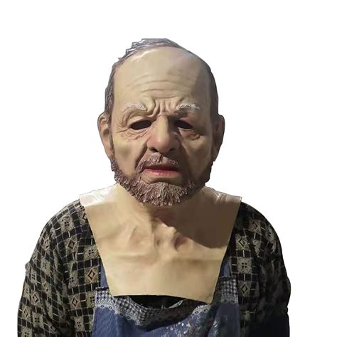 Buy Realistic Old Man Funny Creepy Y Grandpa Latex Halloween S For