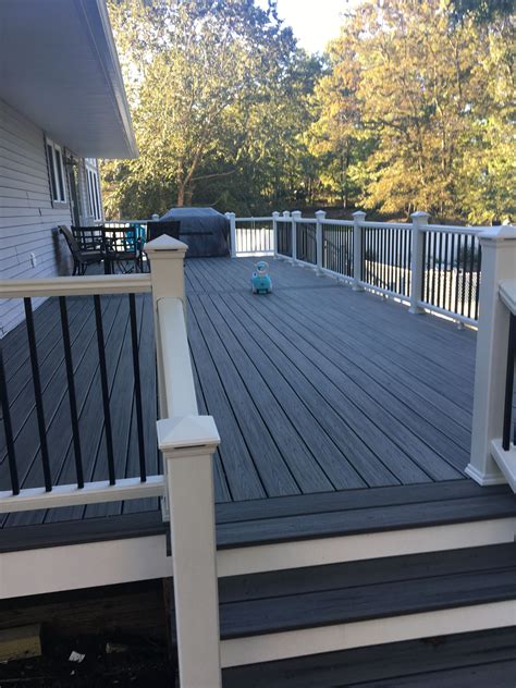 Trex Transend Island Mist Deck 15x40 Ft Deck Building A Deck Deck Colors Patio Deck Designs