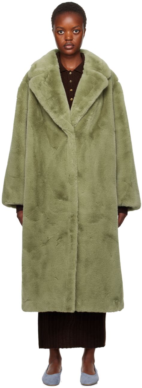 Green Maria Faux Fur Coat By Stand Studio On Sale