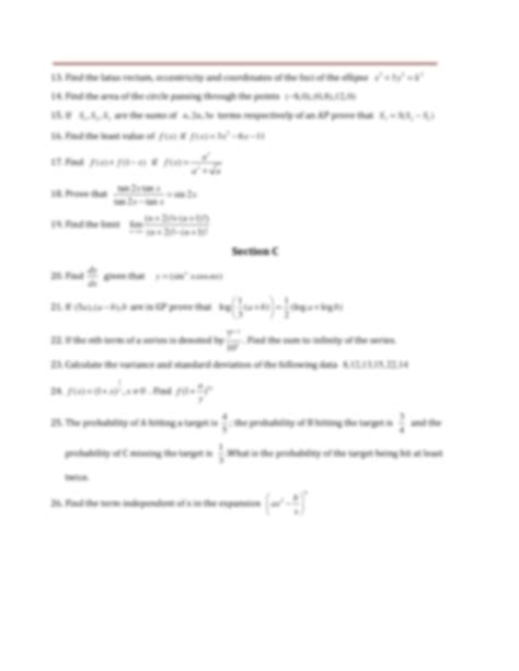 Solution Class 11 Mathematics Sample Paper Studypool