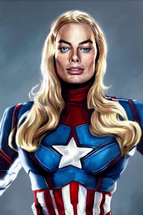 A Realistic Portrait Of Margot Robbie As Captain Stable Diffusion