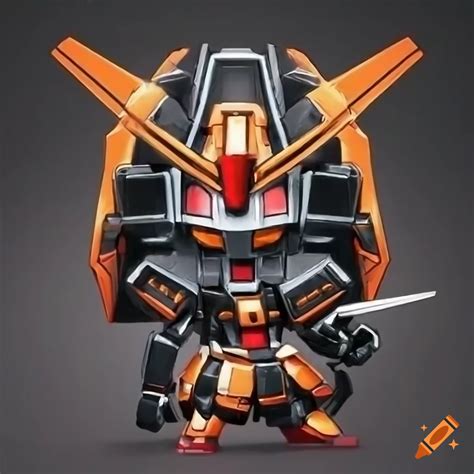 Chibi Black And Orange Samurai Robot On Craiyon