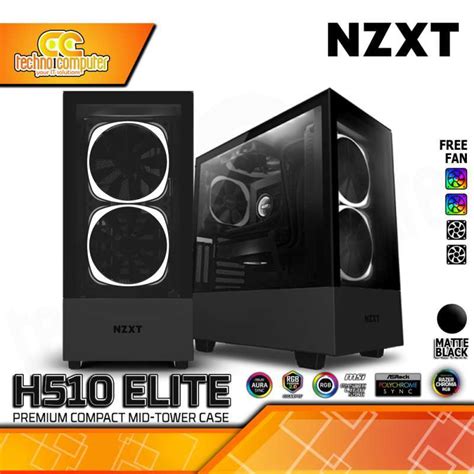 Jual Casing Nzxt H Elite Matte Black Atx Case Tempered Glass Free