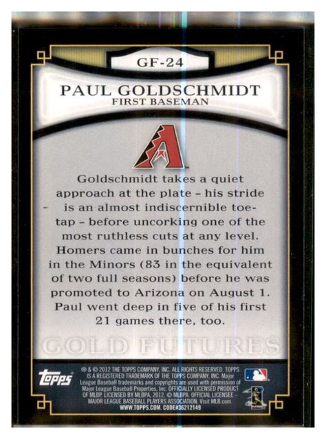 Topps Gold Futures Paul Goldschmidt Gf Arizona Diamondbacks Ebay