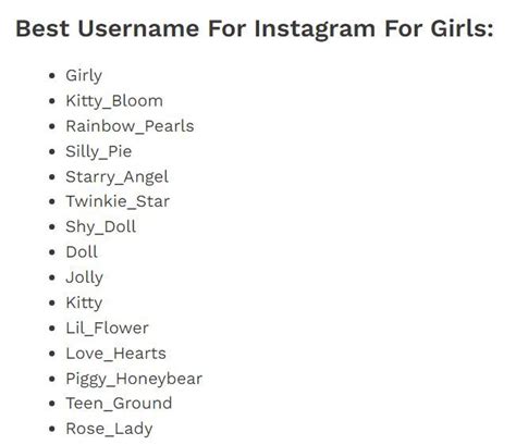 Best Username For Instagram For Girls Cool Usernames For Instagram