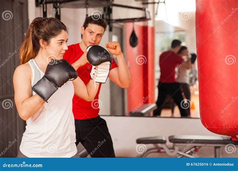 Attractive Brunette Boxing At The Gym Stock Photo Image Of Health Athlete 67625016