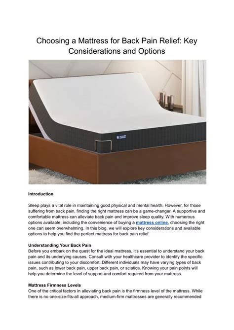 PPT Choosing A Mattress For Back Pain Relief Key Considerations And