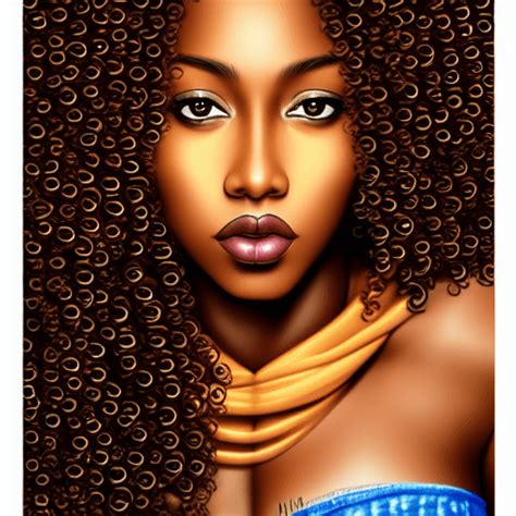 Melanated Brownskinned Woman Queen Curly Locks Hyperrealistic Luxury