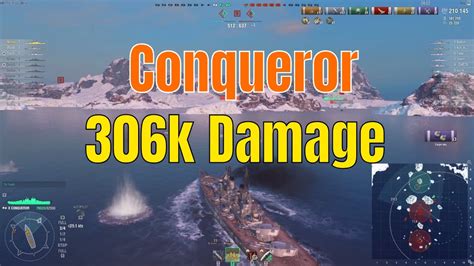 Conqueror T10 British Battleship 306k Damage World Of Warships Youtube