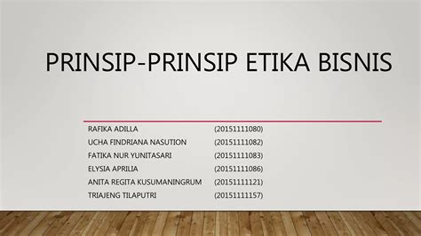 Prinsip Prinsip Etika Bisnis Etika Bisnis Ppt