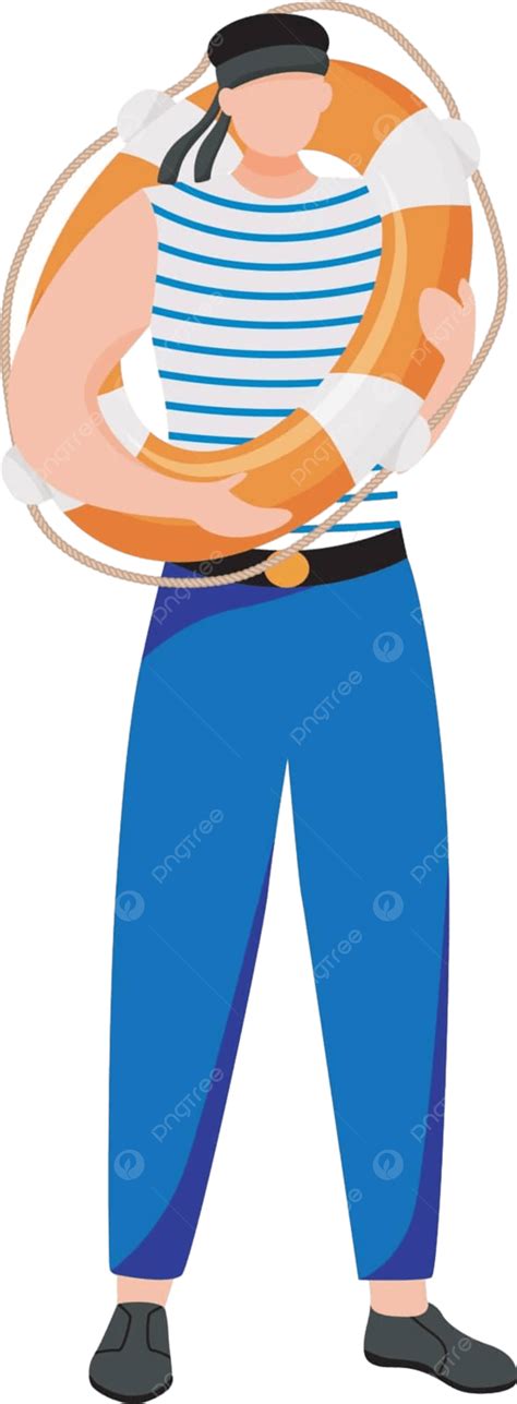 Boatswain Flat Vector Illustration Seaman Voyage Seafarer Vector Seaman Voyage Seafarer Png