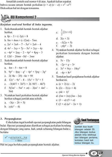 Soal Pemfaktoran Aljabar Brain