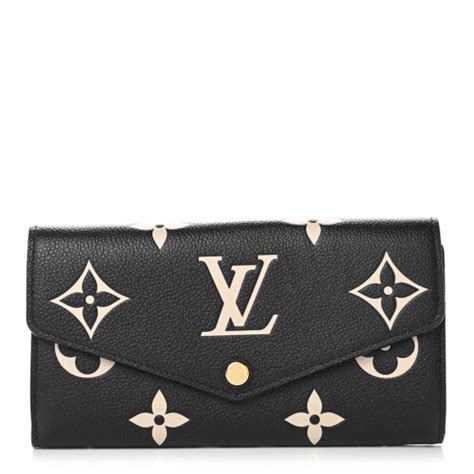 Louis Vuitton Monogram Empreinte Giant Sarah Wallet Black Beige