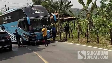 Pemotor Terkapar Kecelakaan Bus Vs Motor Di Jalur Palabuhanratu