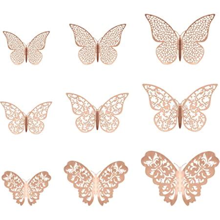 JUNI H 36 Pièces 3D Papillons Décoratifs Papillon Autocollants Muraux