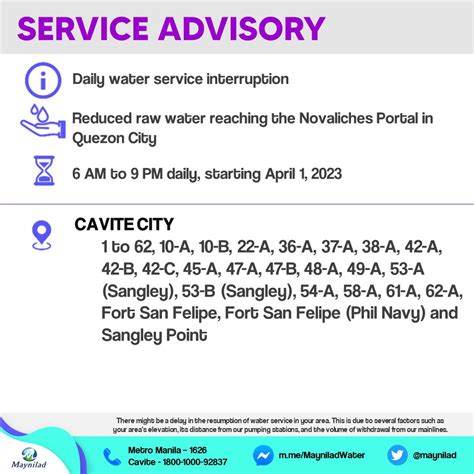 Maynilad Water Services Inc On Twitter Affected Customers Are