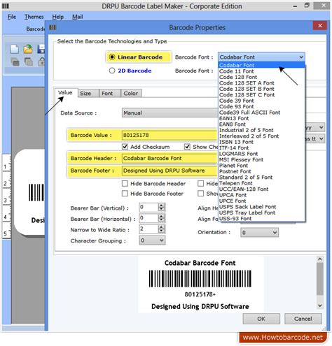 DRPU Barcode Maker Software Codabar linear font – HowToBarcode