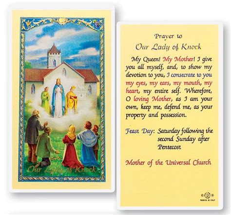 Our Lady Of Knock Laminated Prayer Cards 25 Pack