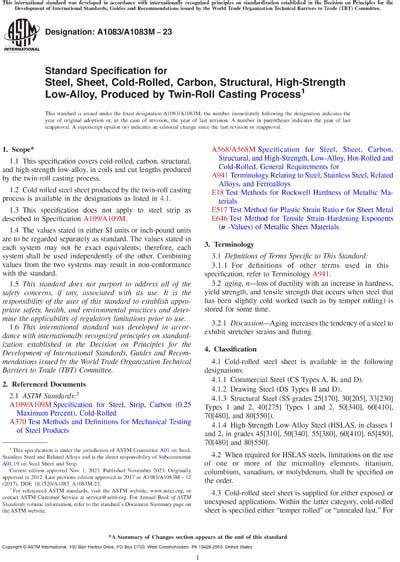 ASTM A1083/A1083M-23 - Standard Specification for Steel, Sheet, Cold ...