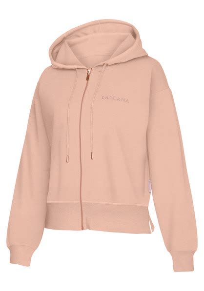 Lascana Kapuzensweatjacke Homewear Pfirsich