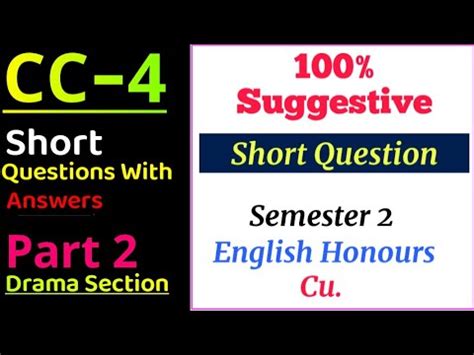 Calcutta University English Honours Sem Cc Short Question