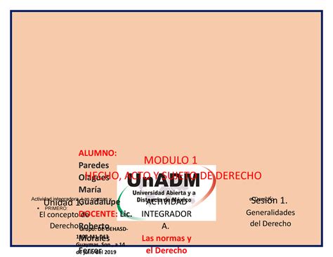 ACT Integradora Act De Derecho Actividad Integradora Las Normas