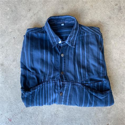 Marith Fran Ois Girbaud Men S Navy And Blue Shirt Depop