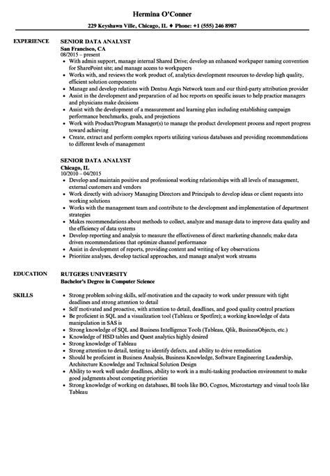 Senior Data Analyst Resume Samples Velvet Jobs