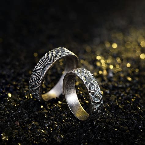 Sun Moon Promise Rings Sterling Silver Couple Rings Couple Ring