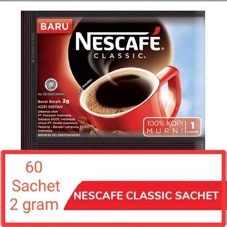 Jual Nescafe Classic Sachet Saset Kopi Hitam Instan 2 Gr Isi 60 Pc