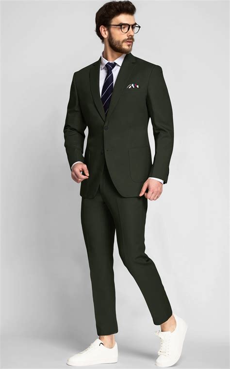 Olive Green Cotton Suit - A.i. Perfect Fits