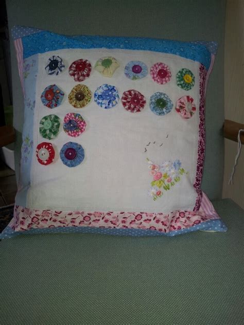 Vintage Embroidery Suffolk Puff Cushion Vintage Embroidery Yo Yos