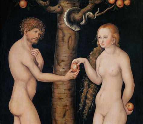 Eve Offering The Apple To Adam In The Garden Of Eden Painting By The