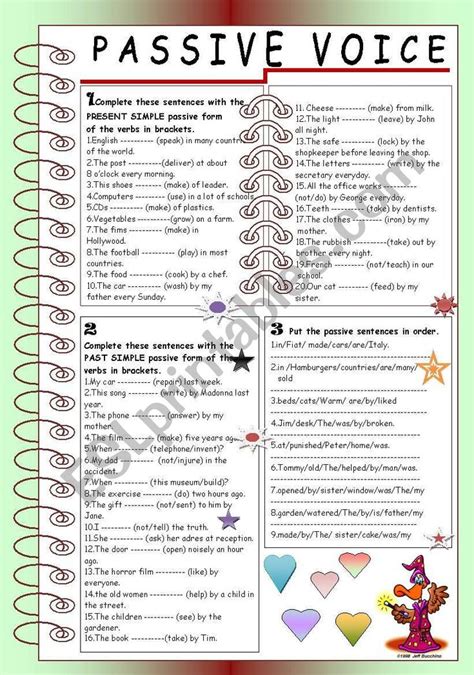 Passive Voice Present Simple Past Simple Esl Worksheet By