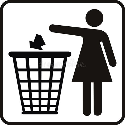 Icono Del Cubo De La Basura Y De La Mujer Ilustración Del Vector