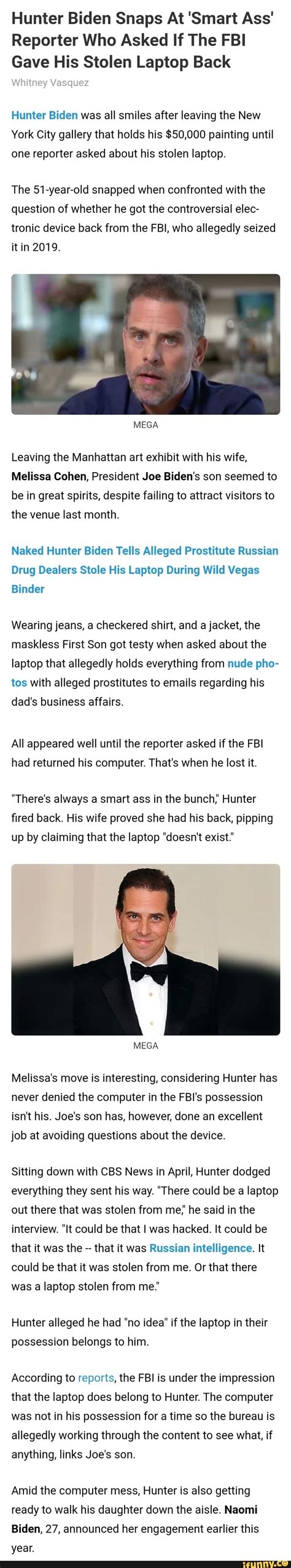 Hunter Biden Snaps At Smart Ass Reporter Who Asked If The Fbi Gave