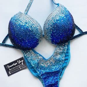 Competition Bikini Set Rhinestone Fitness IFBB WBFF Figure Competition Suit Posing Suit SW