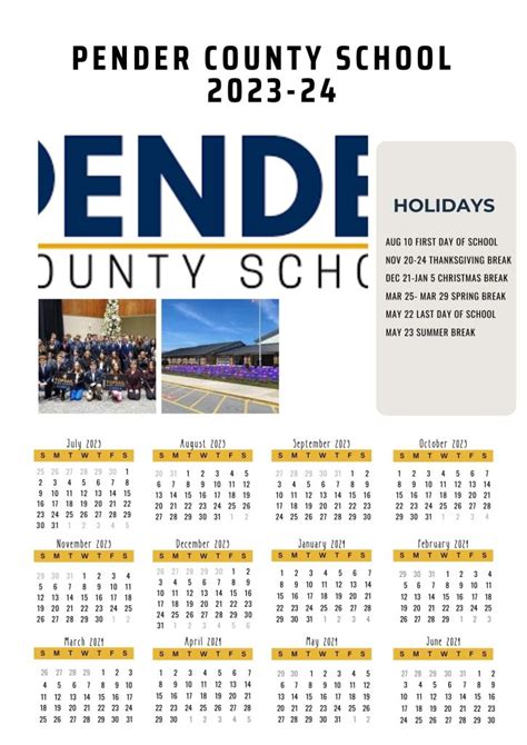 Pender County Schools Calendar Holidays 2023-2024