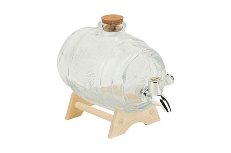 Cosy Trendy Drankdispenser 1 L Glas Op Houten Staander Met Kurk