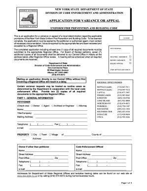 Fillable Online Application For Variance Or Appeal Fax Email Print