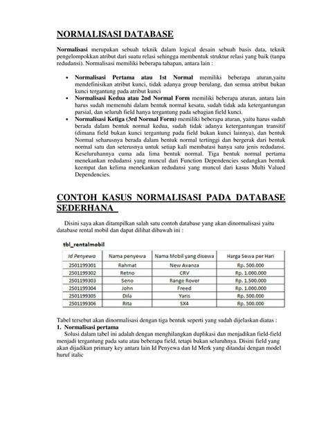 Solution Normalisasi Database Studypool