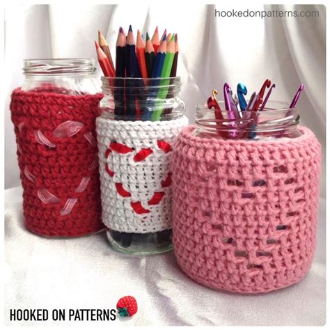 Heart Jar Cozy Candle Cover Crochet Pattern Valentines Jar Etsy