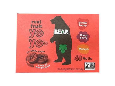 Bear Yoyos Real Fruit Rolls Snacks Leather Variety Pack Apple Strawberry Mango 24 0 7 Oz