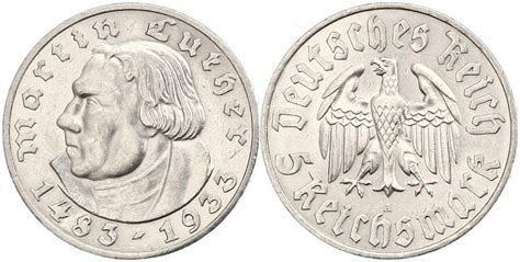 NumisBids WAG Online OHG Auction 35 Lot 1159 5 Mark 1933 A Luther