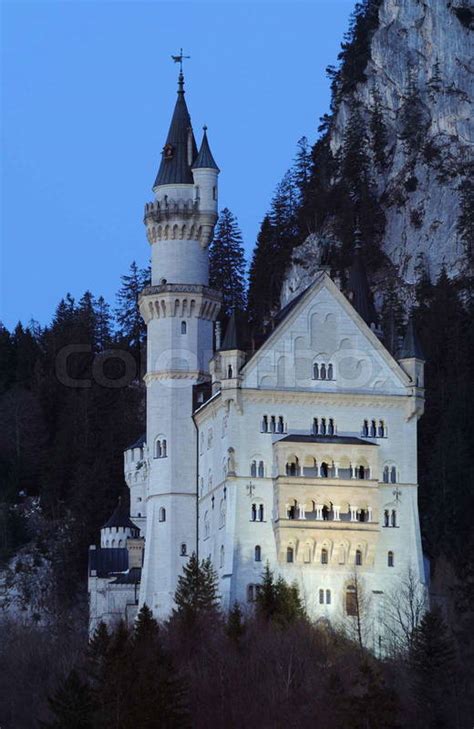 Neuschwanstein Castle illuminated at night | Stock Photo | Colourbox