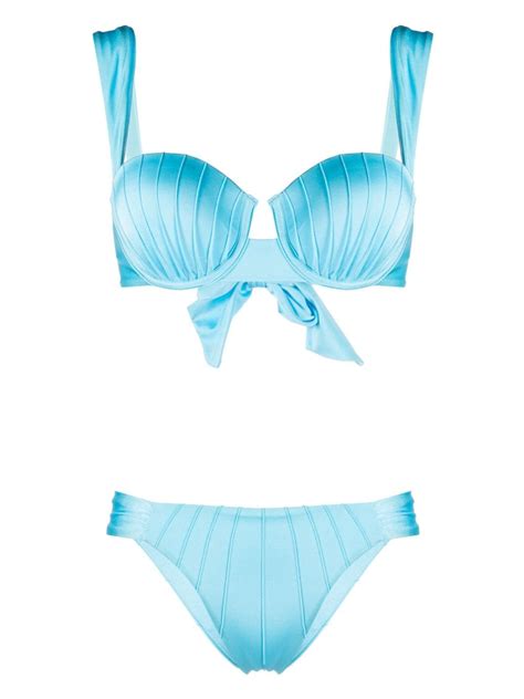 Noire Swimwear Underwire Cup Tie Fastening Bikini Set Blue Farfetch