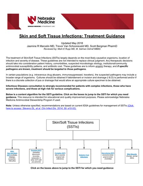 Institutional Guidelines For Treatment Of Skin And Soft Tissue