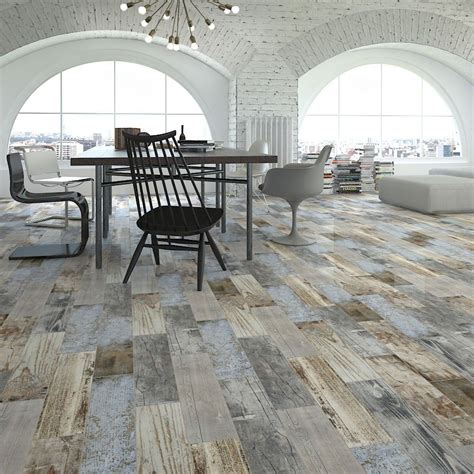 Rustic Blue Reclaimed Wood Effect Porcelain Floor Tiles Walls