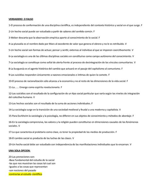 Reco Sociologia Recopilacion De Autoevaluaciones Verdadero O