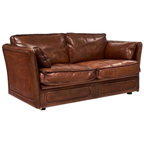 Hermes Style Buffalo Leather French Loveseat At 1stdibs